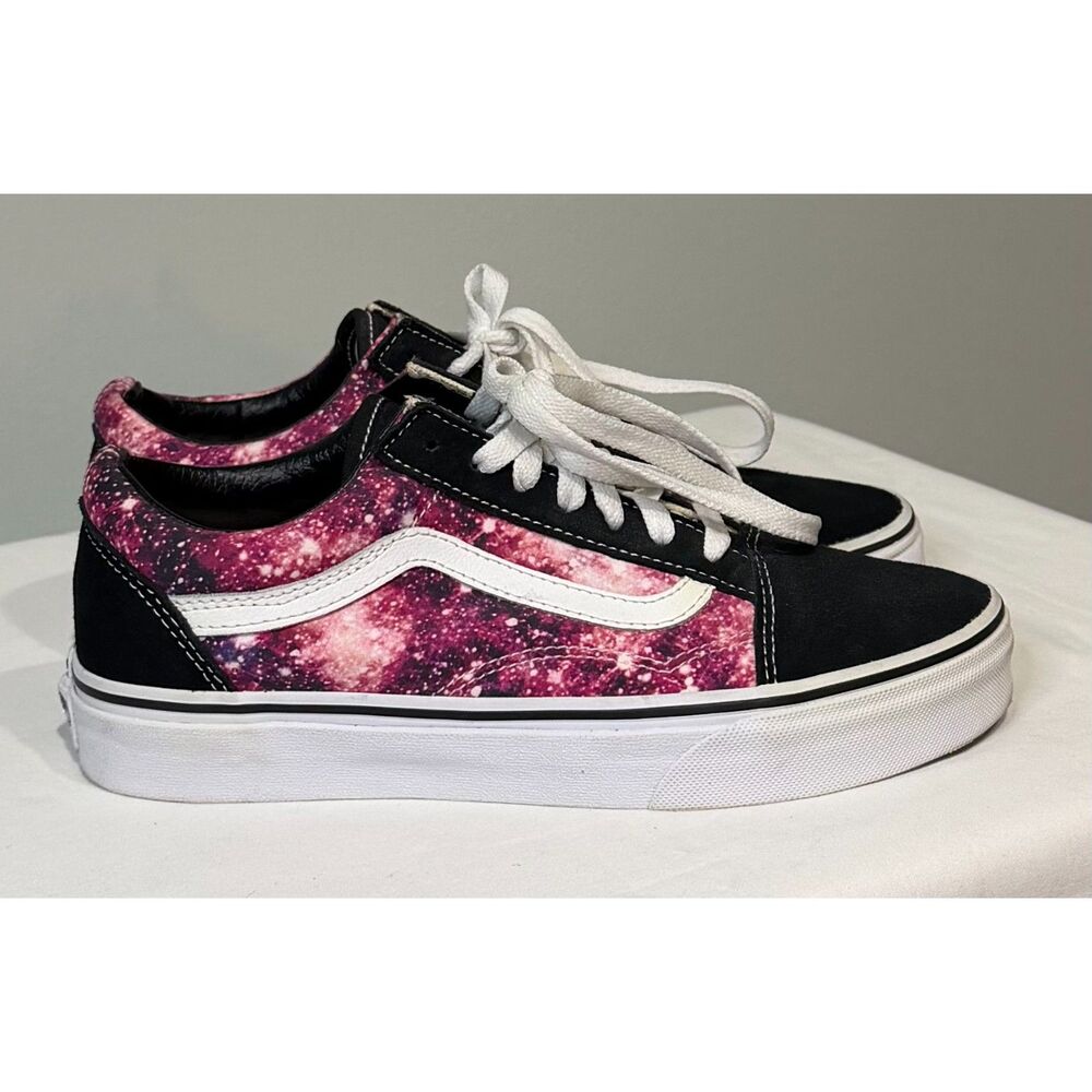 Vans Old Skool Galaxy Print Shoes Womens 7 Mens 5.5 Black Pink Sneakers